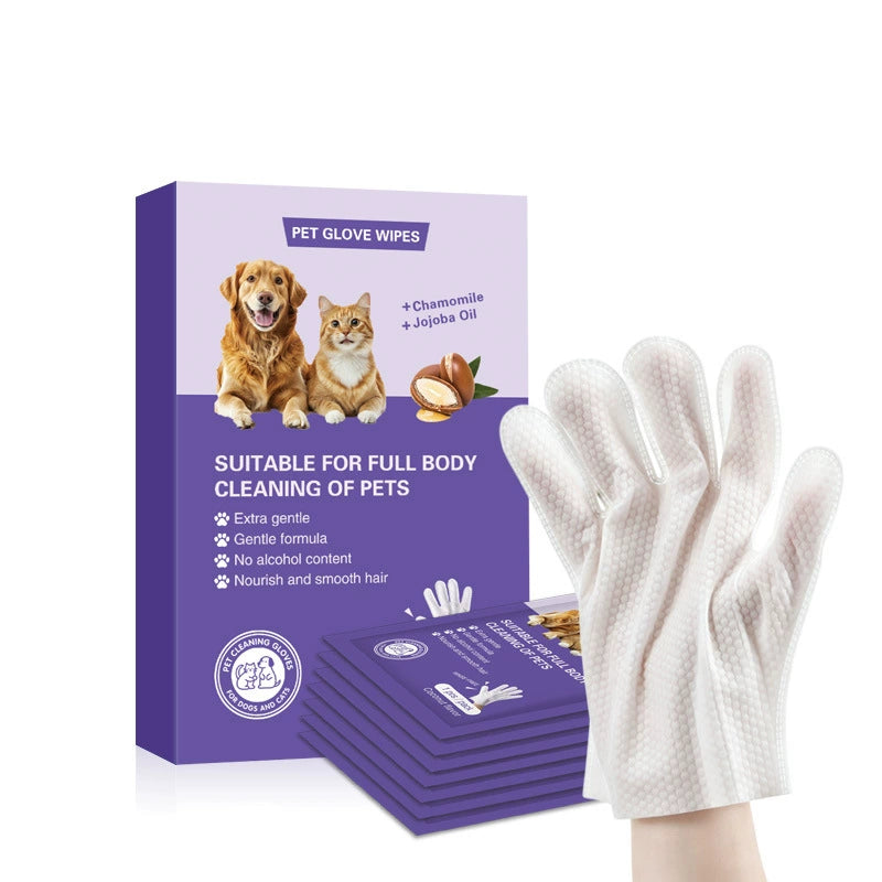 Pet Grooming and Cleaning Wipes Gloves for Cats and Dogs - Multiple Pack Options