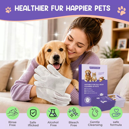 Pet Grooming and Cleaning Wipes Gloves for Cats and Dogs - Multiple Pack Options