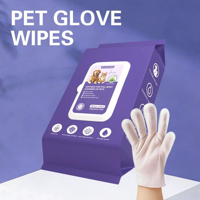 Pet Grooming and Cleaning Wipes Gloves for Cats and Dogs
