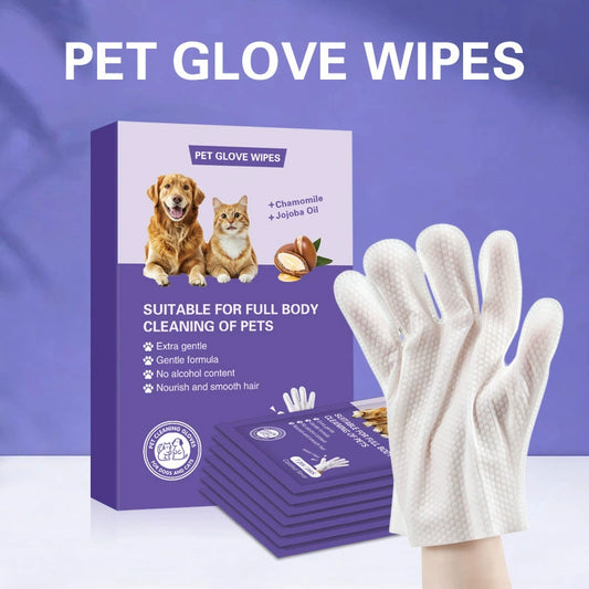Pet Grooming and Cleaning Wipes Gloves for Cats and Dogs - Multiple Pack Options