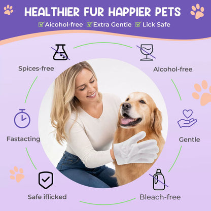 Pet Grooming and Cleaning Wipes Gloves for Cats and Dogs - Multiple Pack Options