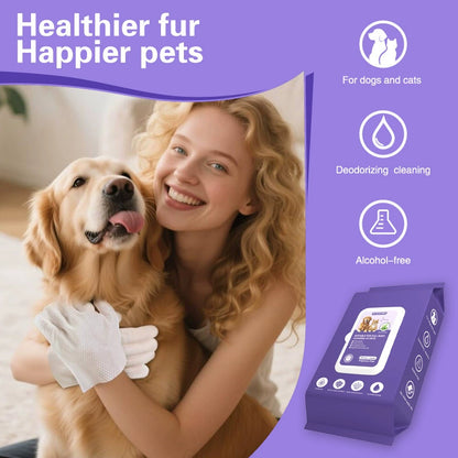 Pet Grooming and Cleaning Wipes Gloves for Cats and Dogs