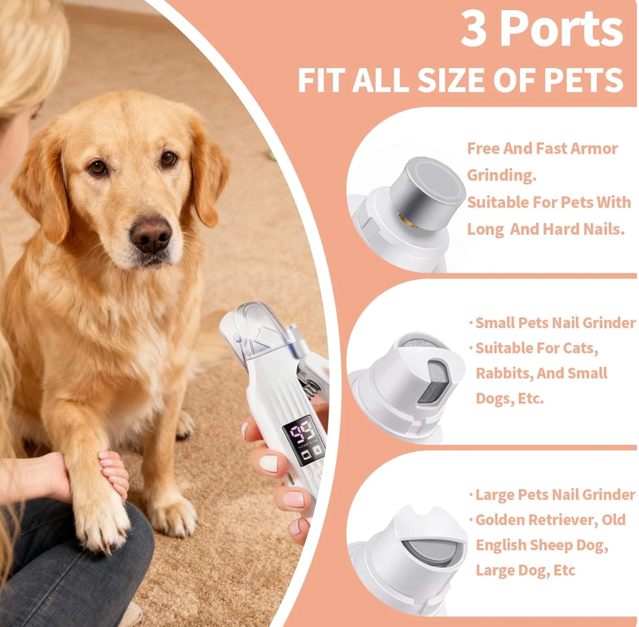GlowTrim 3-in-1 LED Nail Clippers with Grinder for Cats & Dogs